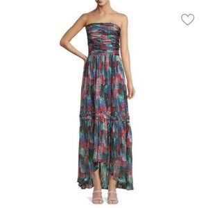 RAMY BROOK Bernadette Abstract Print Silk Midi Dress Feather Size 2 (199)